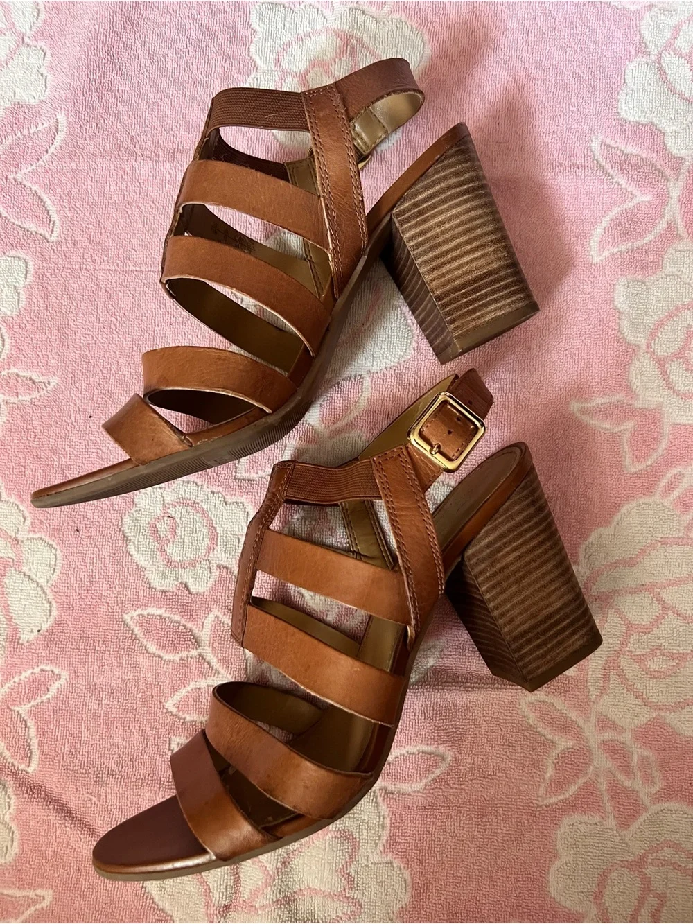 Franco Sarto Tan Multi-Strap Leather Sandals